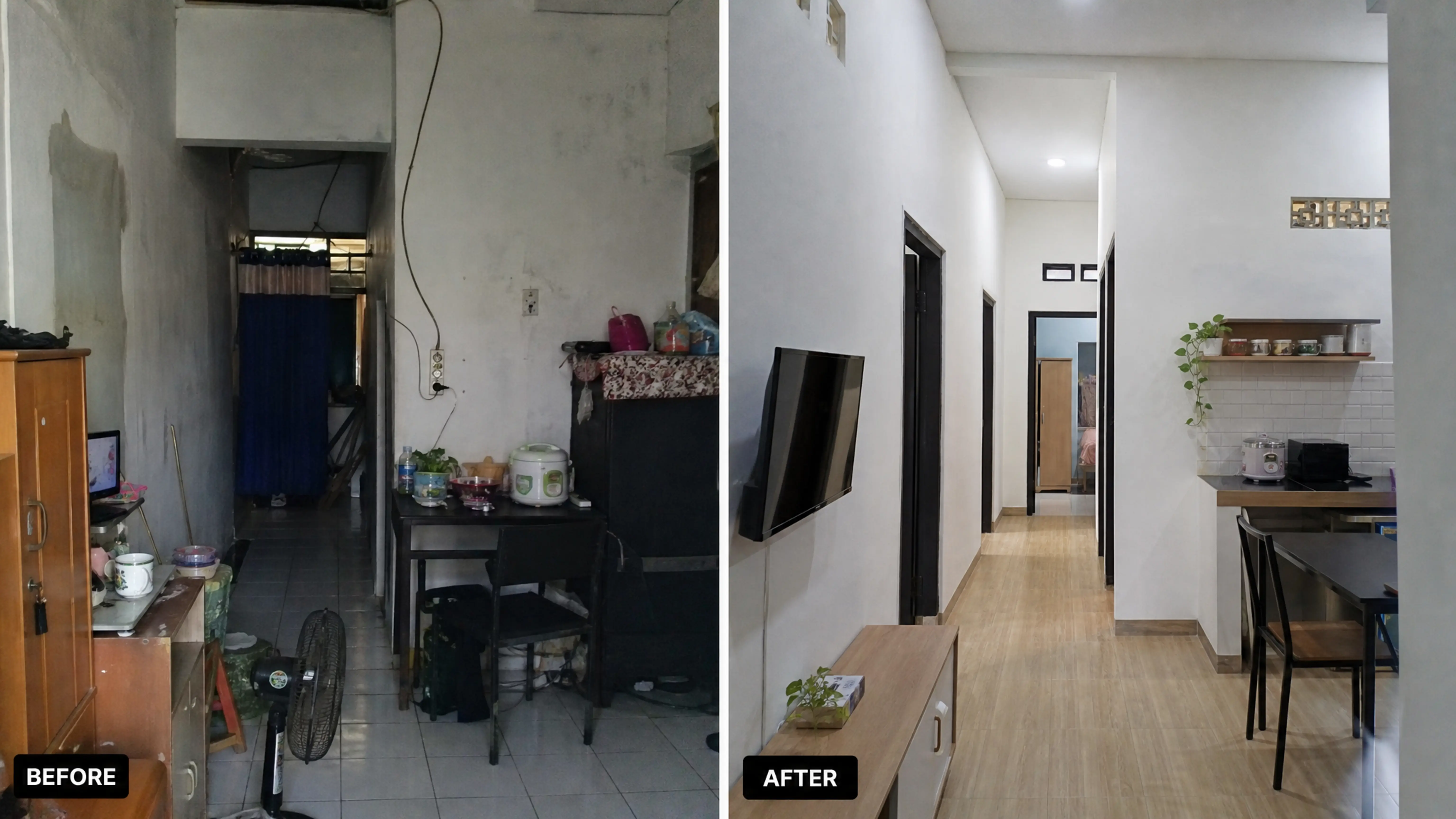 Kamar, kamar mandi atau dapur digeser ke posisi baru — hasil pengerjaan Pola Renovasi
