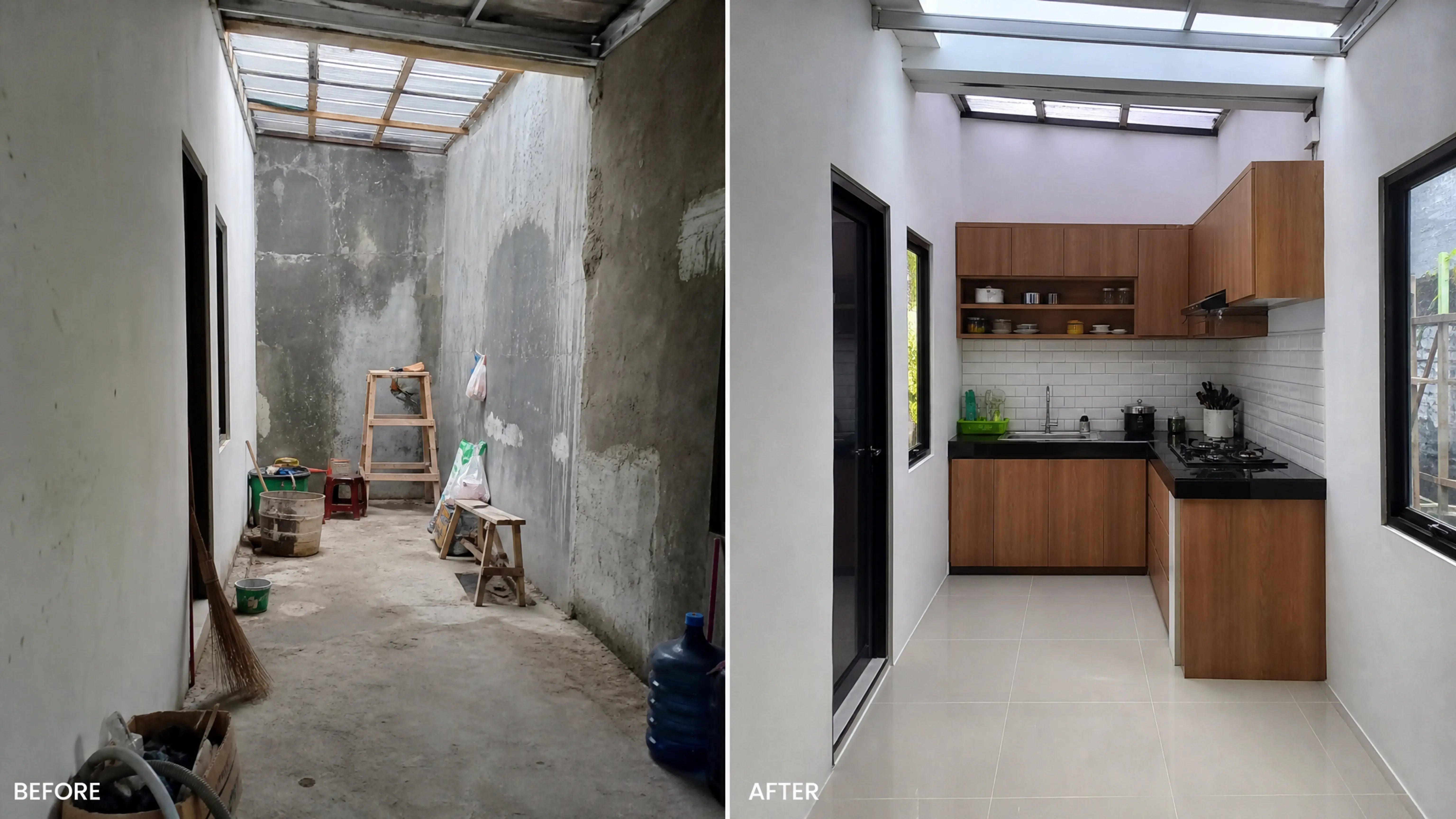 Dapur rumah subsidi setelah ditutup dan dirapikan